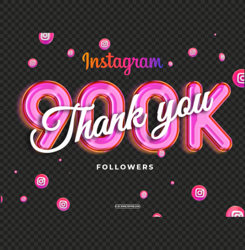 900k followers in instagram thank you Isolated Illustration in Transparent PNG