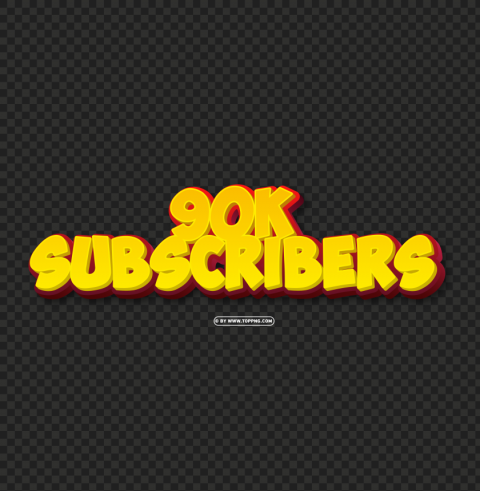 90k subscribers yellow and red 3d text effect free file Isolated Element in Transparent PNG
