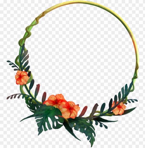 932 round tropical frame 01 by tigers-stock - round flower frame PNG files with clear backdrop assortment