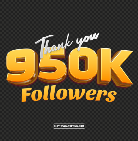 950k followers gold thank you file PNG files with transparency
