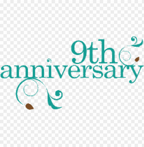 9th anniversary Isolated Design on Clear Transparent PNG