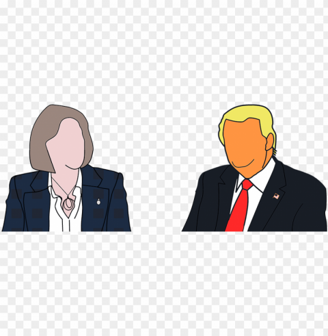 a cartoon of theresa may and donald trump - businessperso Isolated Element with Clear Background PNG