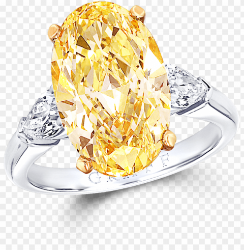 a classic graff ring featuring an oval shape yellow - engagement ri HighQuality PNG Isolated on Transparent Background