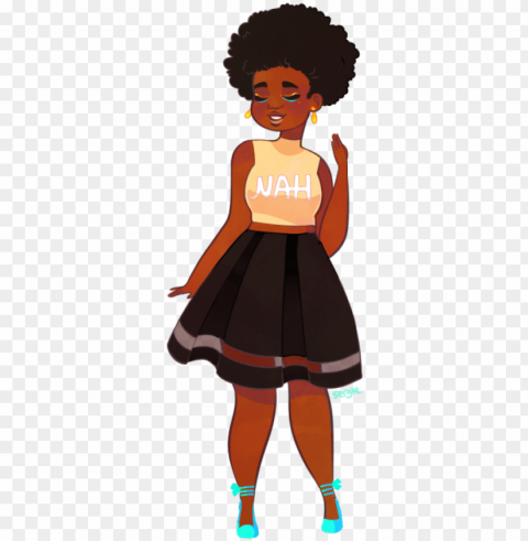 a cute girl w an afro requested by anon - natural hair afro cartoon black girl Isolated Object on Transparent PNG