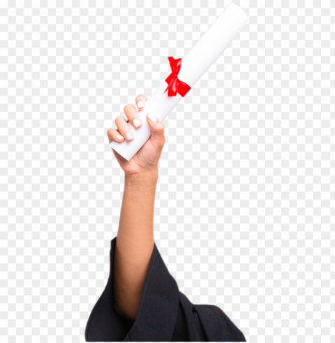 a graduates arm holding up their newly acquired diploma - diploma in hand PNG images with transparent elements pack