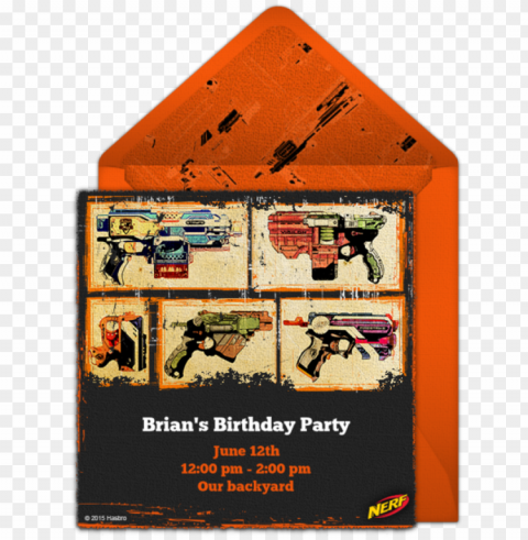 a great free nerf birthday party invitation featuring - poster Transparent PNG images for graphic design