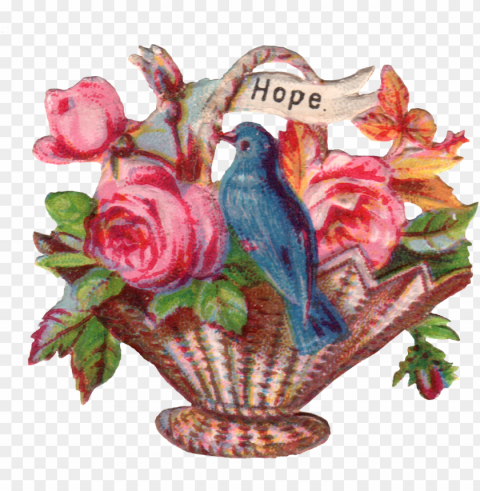 A Lovely Little Blue Bird Sitting On A Rose Filled - Garden Roses PNG Image With Clear Background Isolated