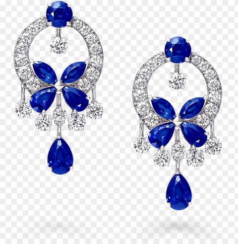 a pair of graff classic butterfly chandelier earrings - تاج كل عروسه يكون مرصع بالاخضر PNG Image with Clear Isolated Object