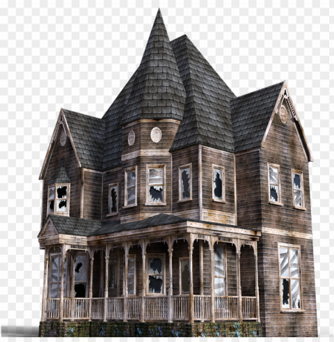 abandoned haunted old mansion house High-resolution transparent PNG images set