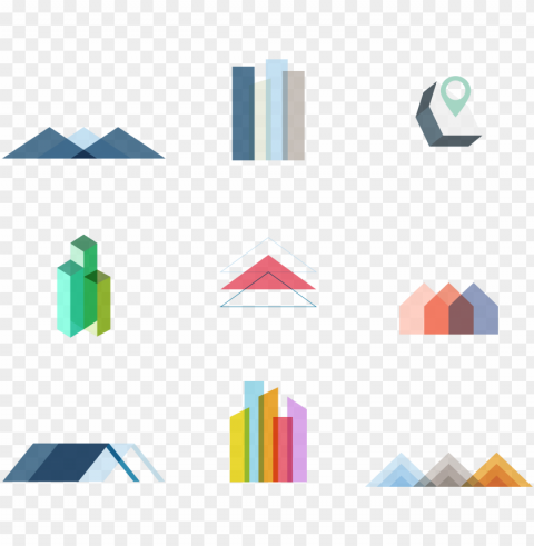 abstract architecture logo symbols - logos for architecture company Alpha channel transparent PNG