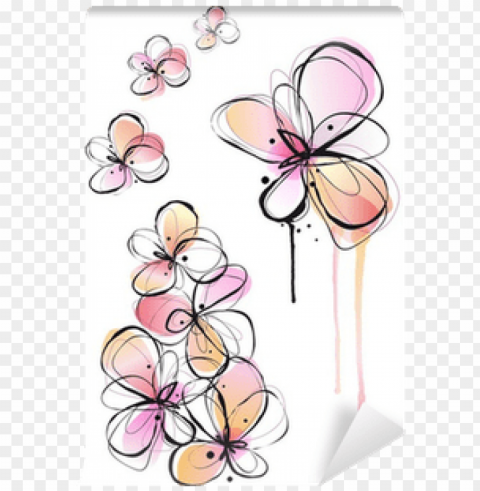 abstract ink and watercolor flowers vector background - dessin abstrait de fleur Transparent PNG photos for projects