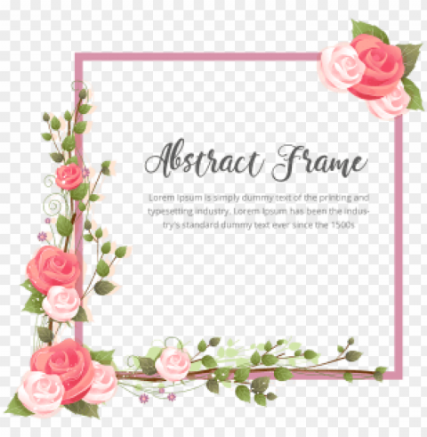 abstract rose flower with branches frame abstract - marco de flores PNG with Isolated Transparency