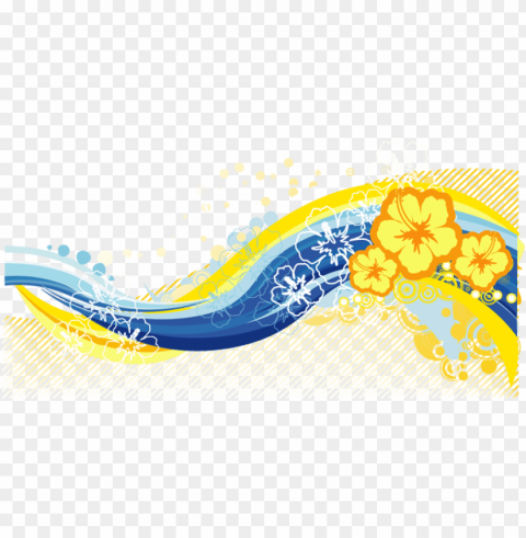 abstract stock vector free download - flower wall mural - yellow & blue Isolated Object on Transparent Background in PNG