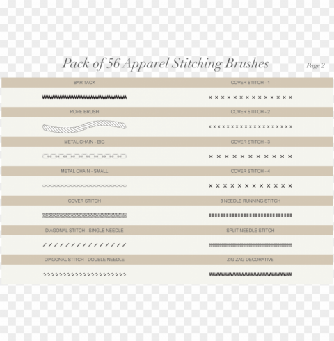 ack of 56 apparel stitching vector brushes - colorfulness Isolated Element with Transparent PNG Background