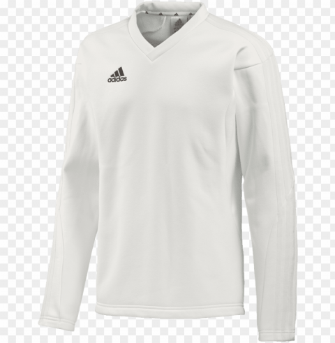 Adidas Long Sleeve Playing Sweater Front - Boys Adidas Cricket Whites Transparent PNG Isolated Illustration