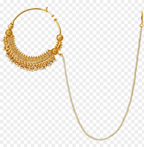 admavati jewellery nose pin chain design - nath designs in gold PNG files with transparent canvas collection