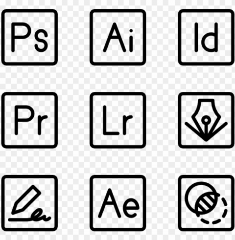 adobe logos 50 icons - adobe vector Isolated Item on Transparent PNG Format
