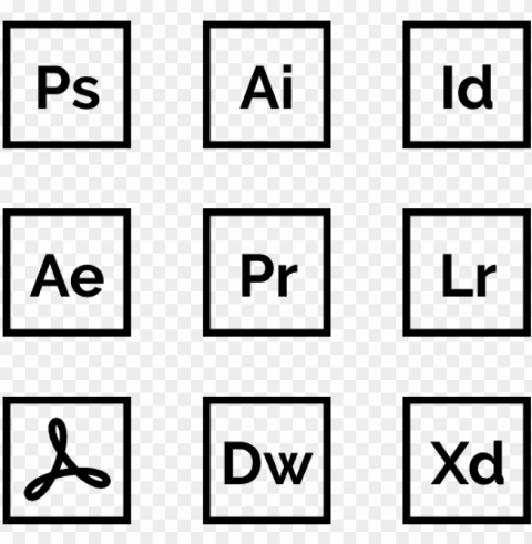 adobe logos 50 icons - wireframe icons Isolated Icon on Transparent PNG