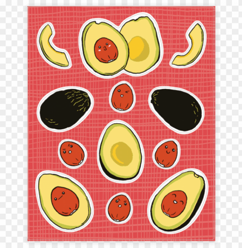 adorable kawaii avocados stickerdecal sheet - sticker PNG high quality