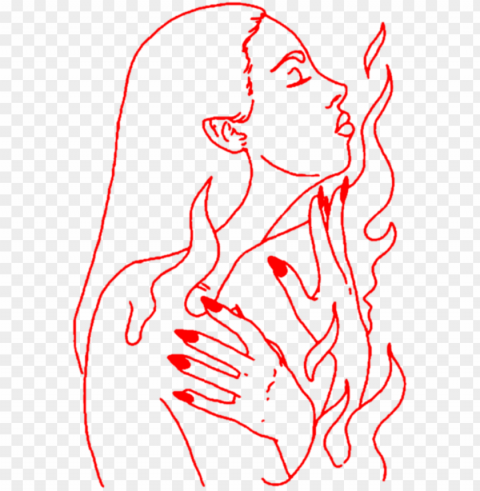 aesthetic art girl woman lineart outline red hand hands - illustratio PNG with clear background set