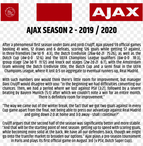afc ajax - season 2019-2020 - PNG with no cost