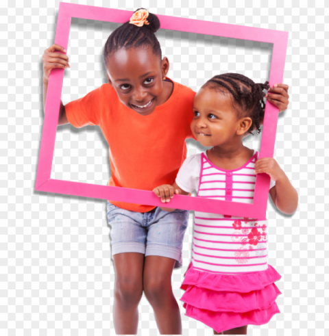 african american kids playing with frames - african american kids PNG Image with Isolated Graphic