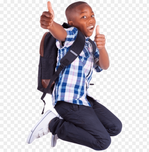 african american school boy PNG Image with Isolated Artwork