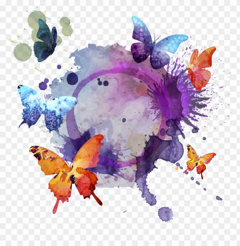 ainting illustration render transprent - butterflies background PNG Graphic with Clear Isolation