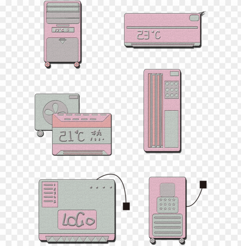 air conditioning creative cute cartoon and psd - wallet Clear Background PNG with Isolation