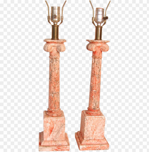 air marble corinthian column table lamps salmon pink - corinthian order PNG for design