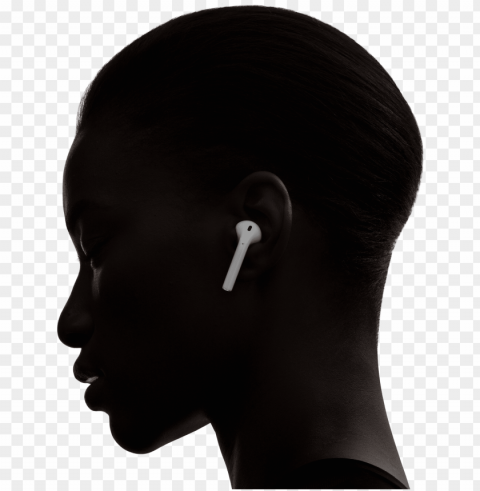 airpods provide rich high-quality aac audio - apple headphones on person Clear background PNG elements