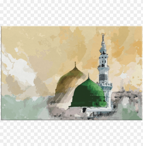 al masjid an nabawi - mosque nabawi paint Isolated Element with Clear PNG Background