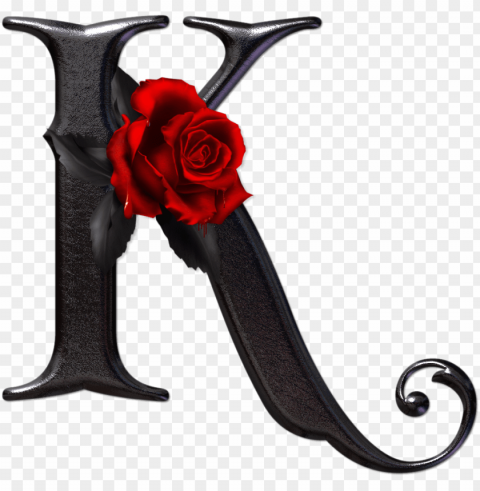 alfabeto gótico con rosas rojas - black letter with rose alphabet PNG graphics with transparency