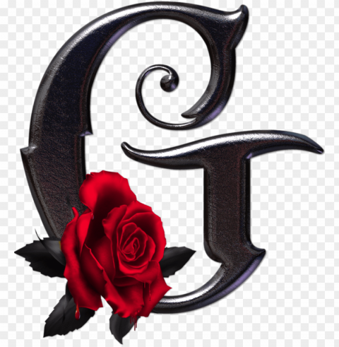 alfabeto gótico con rosas rojas - gothic letters PNG with transparent background for free