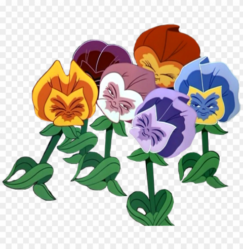 alice in wondereland flowers clip art - alice in wonderland talking flowers disney PNG Image with Isolated Icon