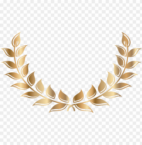 Golden Laurel Wreath on Isolated Character on Transparent PNG