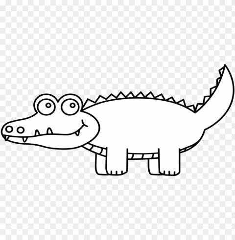 alligators crocodile clip drawing cartoon - black and white alligator clip art Isolated Icon on Transparent PNG