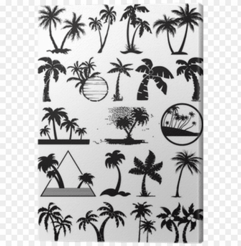 alm and coconut trees vector silhouette print - small palm tree tattoo drawi PNG images with transparent canvas compilation
