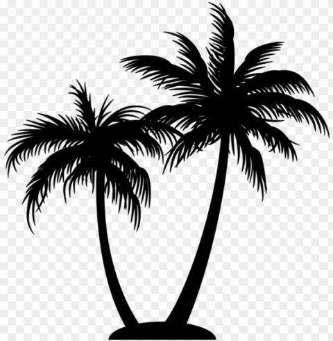 alm tree logo on black and white - coconut tree silhouette PNG images with clear cutout