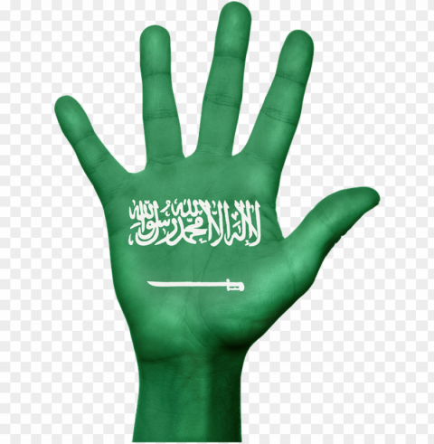يد عليها علم السعودية Clear background PNG clip arts