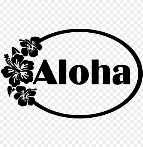 aloha - hibiscus flower black and white border Free PNG