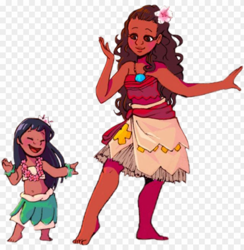 aloha sticker - moana and lilo Transparent PNG Object with Isolation