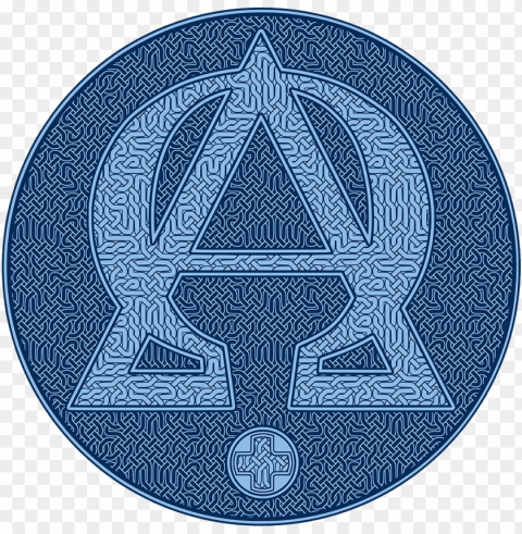 alpha and omega blue version - emblem Isolated Icon on Transparent PNG