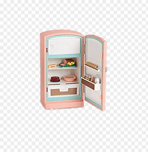 american girl retro refrigerator Isolated Character in Transparent PNG