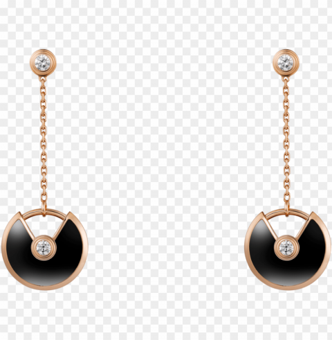 Amulette De Cartier Earrings Xs Modelpink Gold Onyx Transparent PNG Isolated Subject Matter