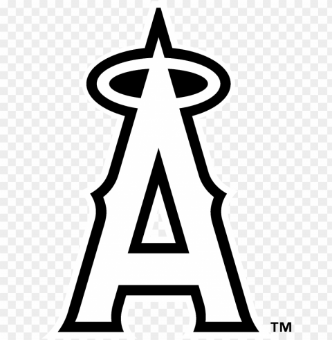 anaheim angels logo black and white - anaheim angels white logo Transparent Background Isolation in HighQuality PNG