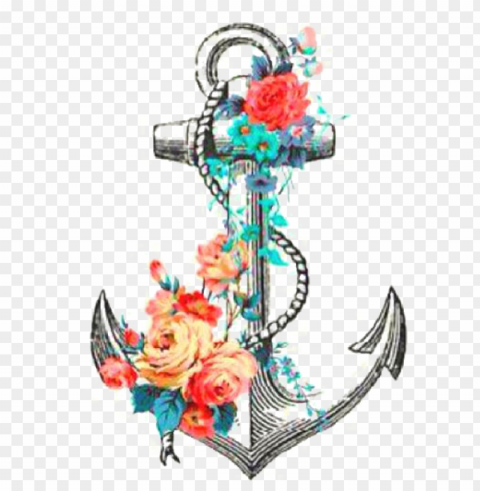 anchor background image - anchor and flowers watercolor PNG design