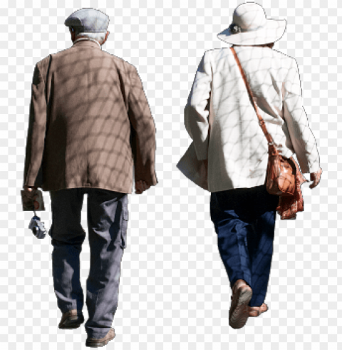 ancianos caminando Transparent Background Isolated PNG Illustration