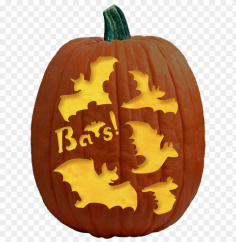 and more bats pumpkin carving pattern - jack-o'-lanter Transparent Background Isolated PNG Item
