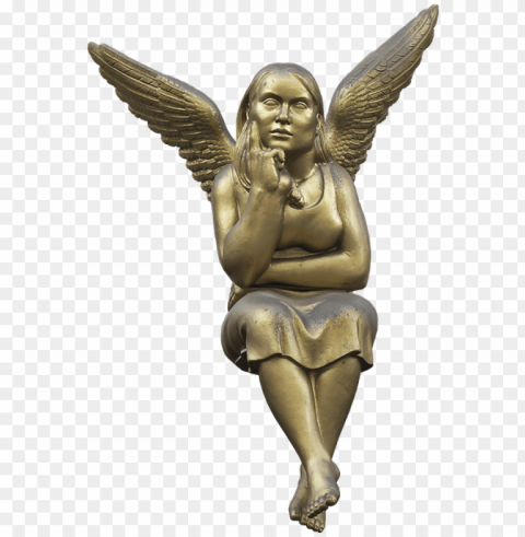 angel bronze statue sitting bronze figure - angel sculpture sitti PNG transparent design